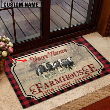 Uni Holstein Faith Family Farming Custom Name Doormat