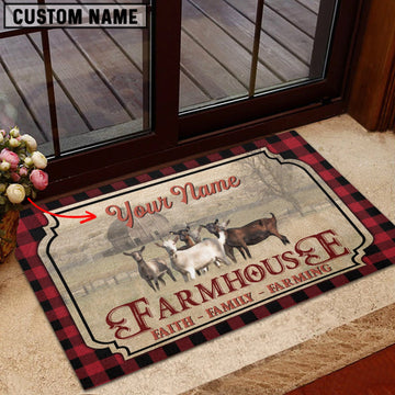 Uni Goat Faith Family Farming Custom Name Doormat