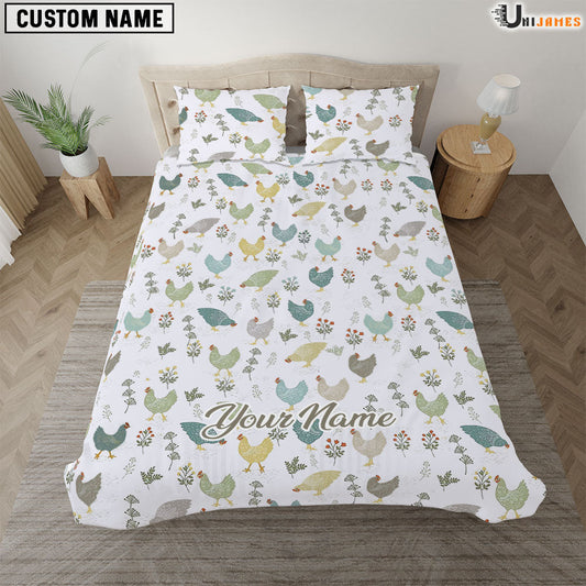 Uni Chicken Light Pattern Custom Name Bedding Set