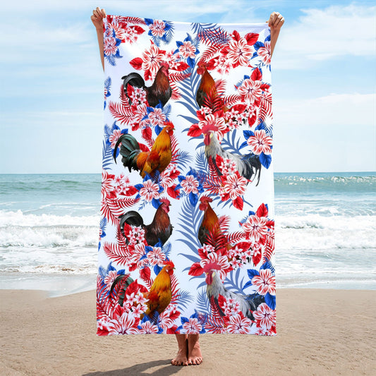 Chicken Hawaiian Inspiration Beach Towel