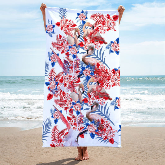 Flamingo Hawaiian Inspiration Beach Towel