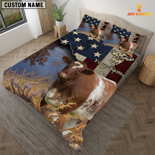 Uni Shorthorn America Customized Name 3D Bedding Set