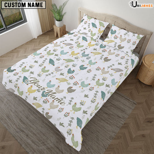 Uni Chicken Light Pattern Custom Name Bedding Set