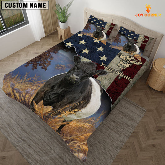 Uni Belted Galloway America Customized Name 3D Bedding Set