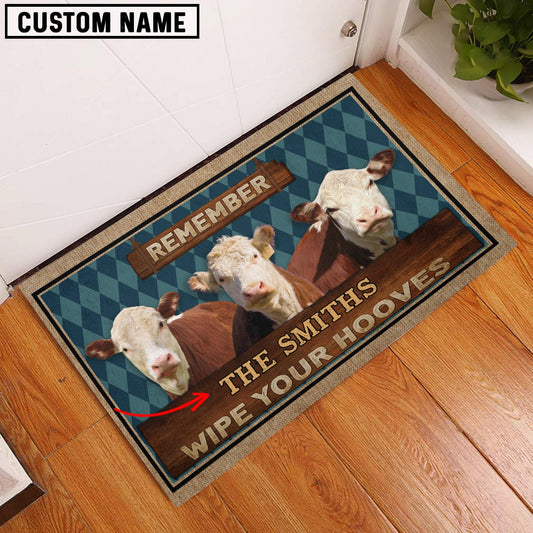 Uni Hereford Wipe Your Hooves Custom Name Doormat