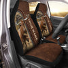 Uni Texas Longhorn Personalized Name Leather Pattern Car Seat Covers Universal Fit (2Pcs)