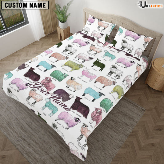 Uni Sheep Breed Pattern Custom Name Bedding Set