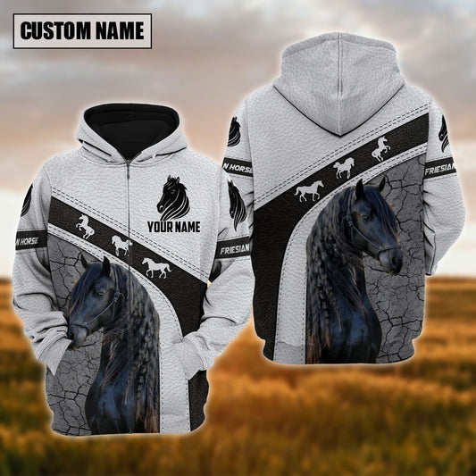 Uni Custom Name Friesian Horse Lovers 3D Hoodie