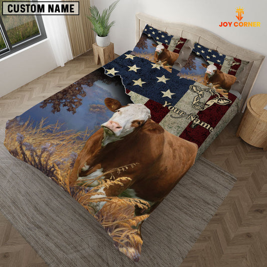 Uni Simmental America Customized Name 3D Bedding Set