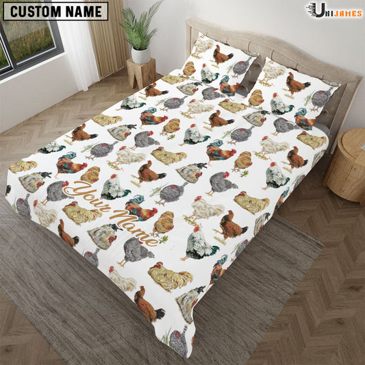 Uni Chicken Beautiful Pattern Custom Name Bedding Set