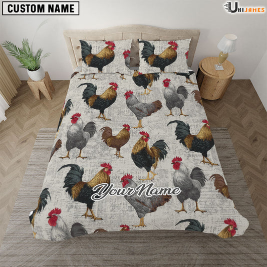 Uni Chicken Paper Pattern Custom Name Bedding Set