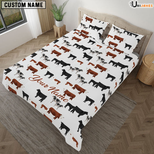Uni Cattle Breed Pattern Custom Name Bedding Set