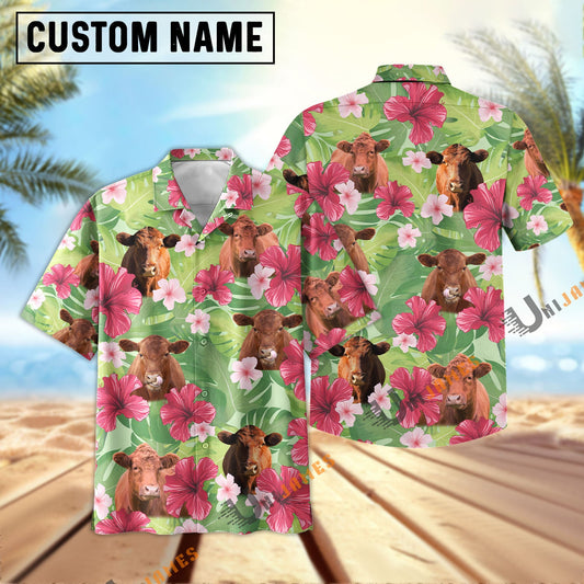 Uni Red Angus Green Summer Hawaiian Shirt