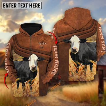 Uni Black Baldy Cross Line Personalized Name, Farm Name 3D Hoodie