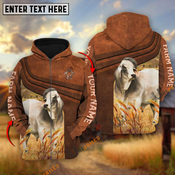 Uni Brahman Cross Line Personalized Name, Farm Name 3D Hoodie