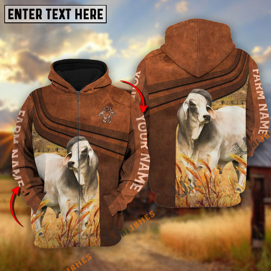 Uni Brahman Cross Line Personalized Name, Farm Name 3D Hoodie