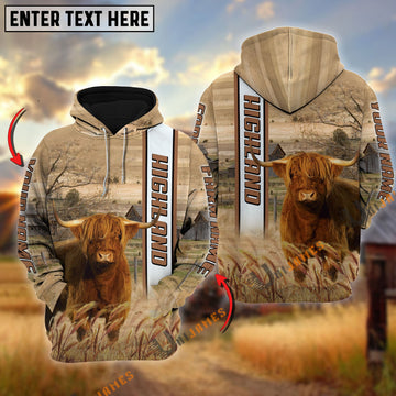 Uni Highland Happy Farm Life Personalized Name, Farm Name 3D Hoodie