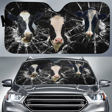 Uni Fresian Milk Cows Broken Glasses 3D Sun Shade