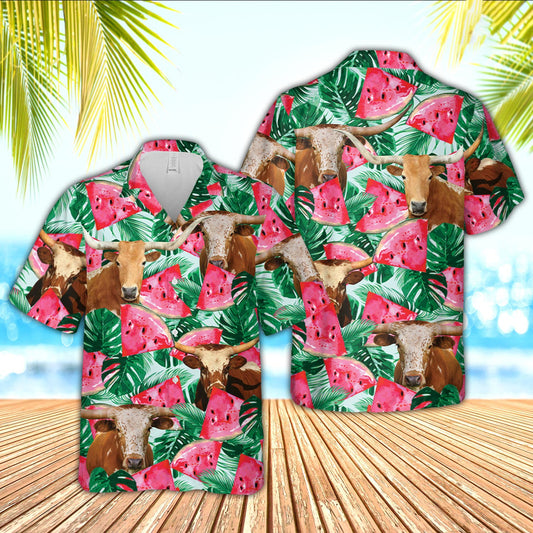 Unique Texas Longhorn Watermelon 3D Hawaiian Shirt