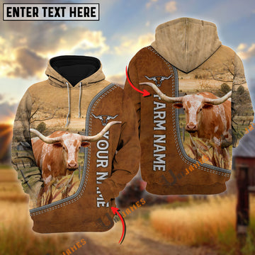 Uni Texas Longhorn Farming Happiness Personalized Name 3D Hoodie