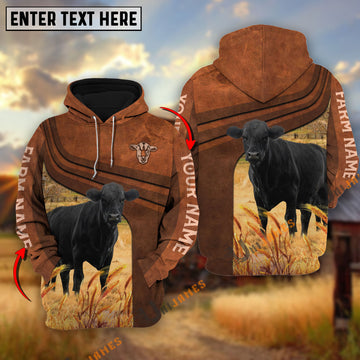 Uni Black Angus Cross Line Personalized Name, Farm Name 3D Hoodie