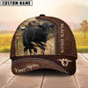 Uni Black Angus Customized Name Leather Pattern Cap