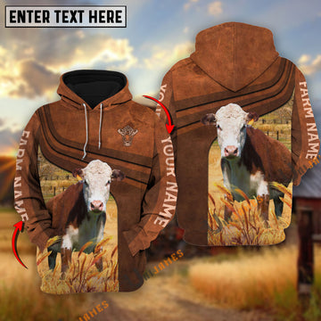 Uni Hereford Cross Line Personalized Name, Farm Name 3D Hoodie