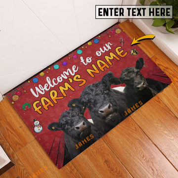Uni Belted Galloway Christmas Custom Name Doormat