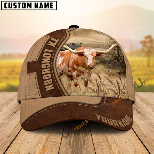 Uni Texas Longhorn Suede Pattern Customized Name Cap