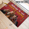 Uni Horse Christmas Custom Name Doormat