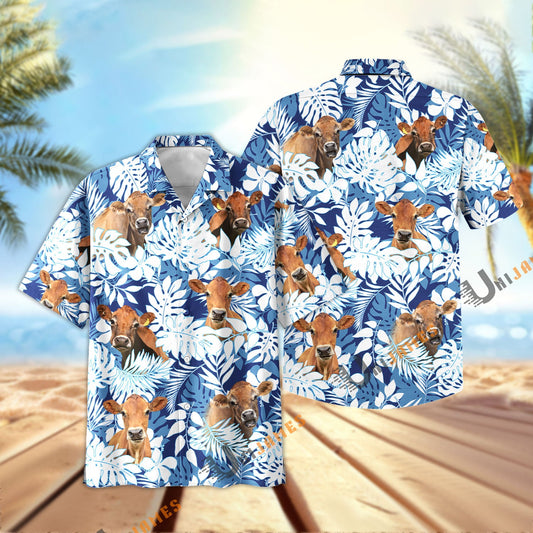 Unique Jersey Blue Summer Pattern Hawaiian Shirt