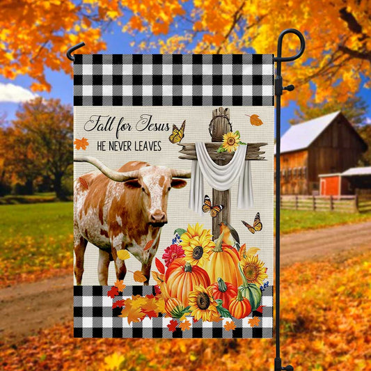 Uni TX-Longhorn Cattle Fall For Jesus Flag