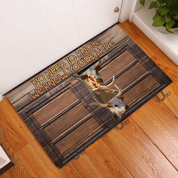 Uni Texas Longhorn Window Pattern Custom Name Doormat