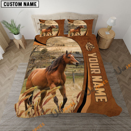 Uni Horse Premium Brown Pattern 3D Bedding Set