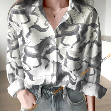Unique Vintage Horse Pattern Casual Shirt