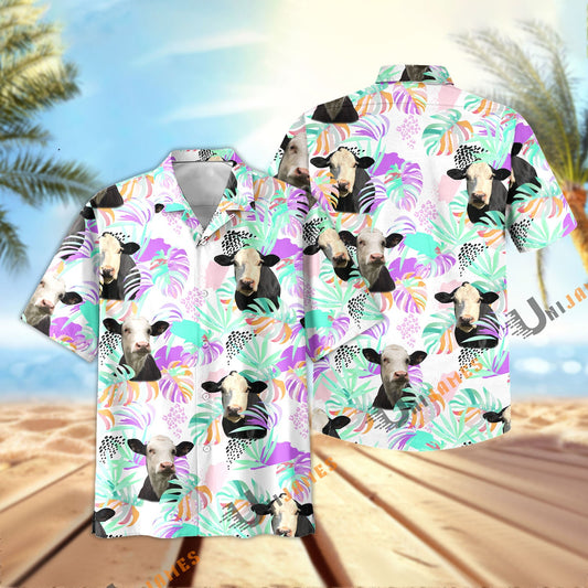 Unique Black Baldy Purple Tropical Pattern Hawaiian Shirt