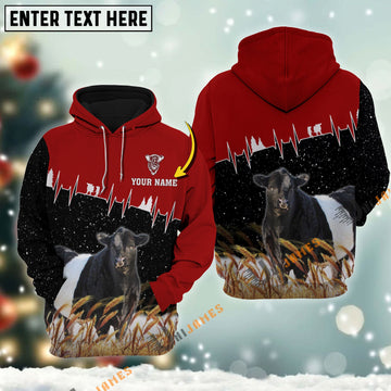 Uni Personalized Name Belted Galloway Xmas Hoodie
