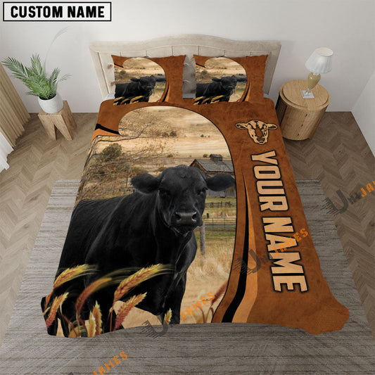 Uni Black Angus Premium Brown Pattern 3D Bedding Set