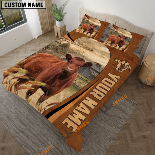 Uni Red Angus Premium Brown Pattern 3D Bedding Set