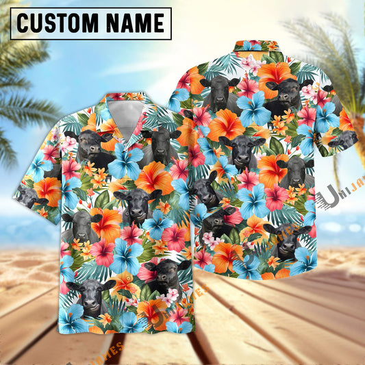 Uni Black Angus Blue Colorful Summer Pattern Hawaiian Shirt