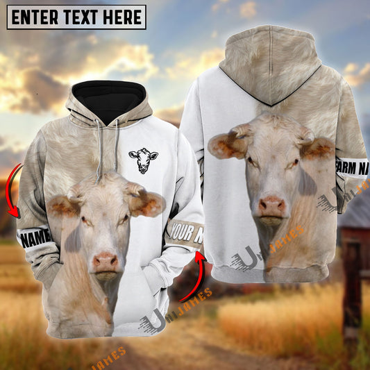 Uni Charolais Cattle And White Personalized Name Shirt