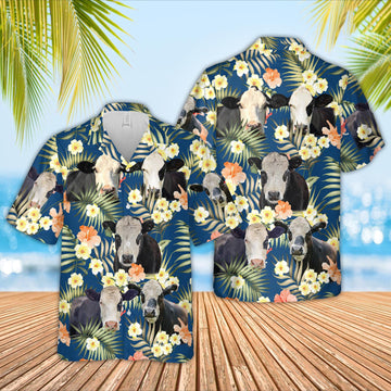 Unique Black Baldy Summer Blue Floral 3D Hawaiian Shirt