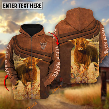 Uni Highland Cross Line Personalized Name, Farm Name 3D Hoodie