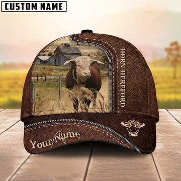 Uni Horn Hereford Customized Name Leather Pattern Cap