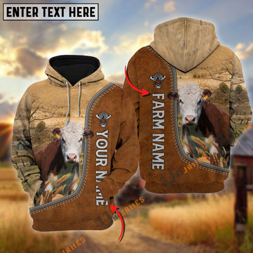 Uni Hereford Farming Happiness Personalized Name 3D Hoodie