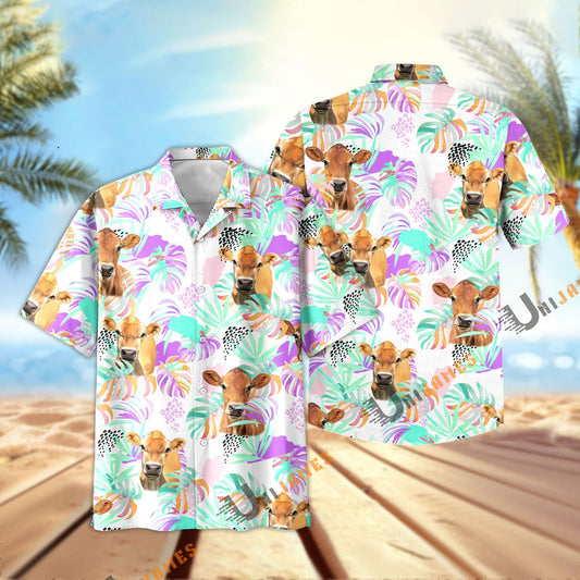 Unique Jersey Purple Tropical Pattern Hawaiian Shirt