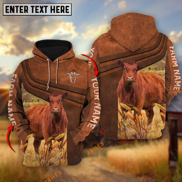 Uni Red Angus Cross Line Personalized Name, Farm Name 3D Hoodie