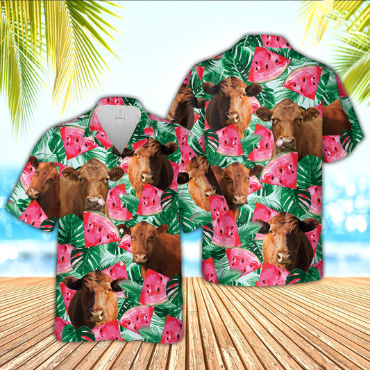 Unique Red Angus Watermelon 3D Hawaiian Shirt