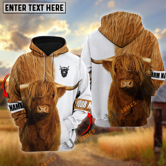 Uni Highland Cattle And White Personalized Name Shirt