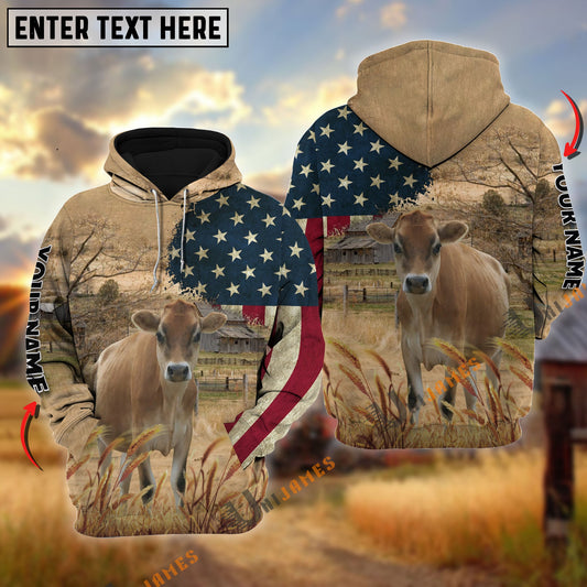 Uni Jersey US Flag Customized Name 3D Hoodie